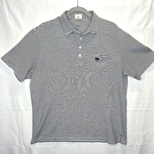 Johnnie-O Black and White Striped  Performance Iowa Hawkeye Logo Polo Shirt XL